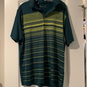 Men’s large green and yellow under armour heat gear polo